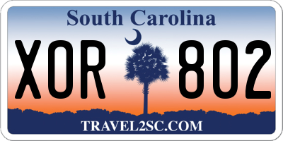 SC license plate XOR802