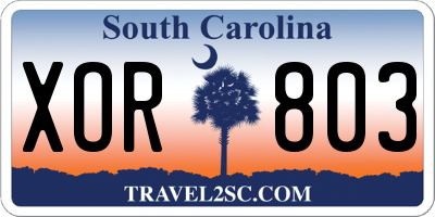 SC license plate XOR803