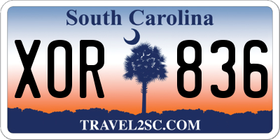 SC license plate XOR836