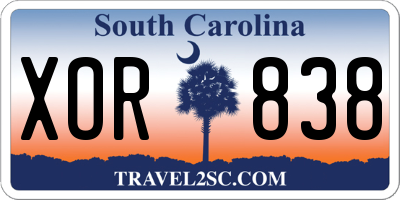 SC license plate XOR838