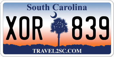 SC license plate XOR839