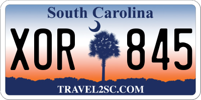 SC license plate XOR845