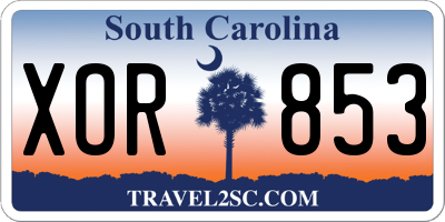 SC license plate XOR853