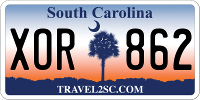 SC license plate XOR862