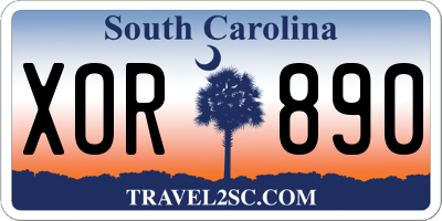 SC license plate XOR890