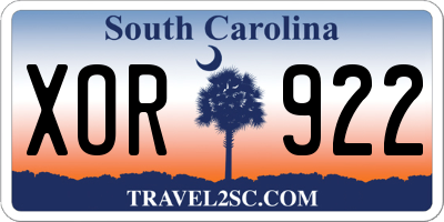 SC license plate XOR922
