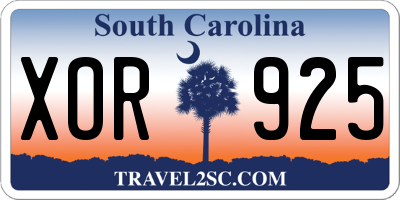 SC license plate XOR925