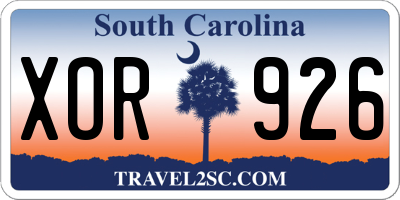 SC license plate XOR926