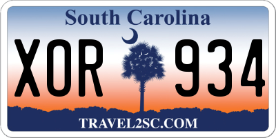 SC license plate XOR934