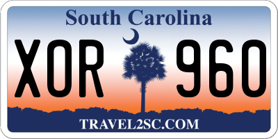 SC license plate XOR960