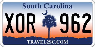 SC license plate XOR962