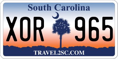 SC license plate XOR965