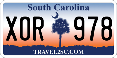 SC license plate XOR978