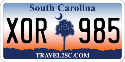 SC license plate XOR985