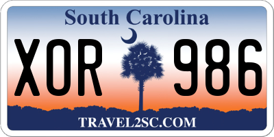SC license plate XOR986