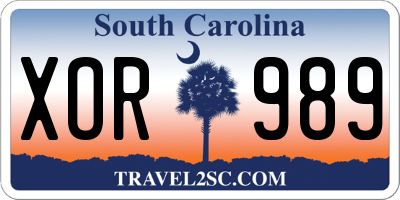 SC license plate XOR989