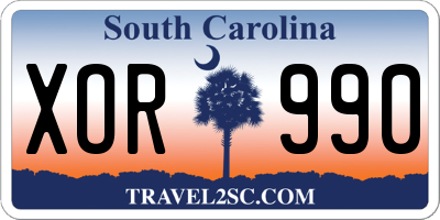 SC license plate XOR990