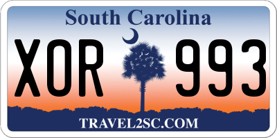 SC license plate XOR993
