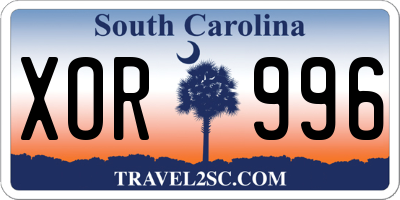 SC license plate XOR996