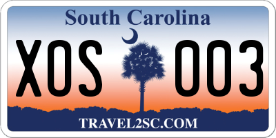SC license plate XOS003