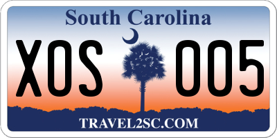 SC license plate XOS005