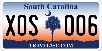 SC license plate XOS006