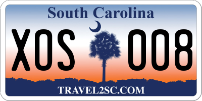 SC license plate XOS008