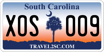 SC license plate XOS009