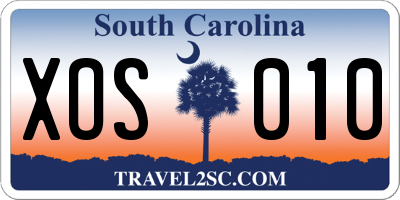 SC license plate XOS010