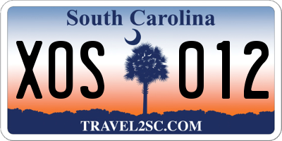 SC license plate XOS012