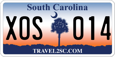 SC license plate XOS014