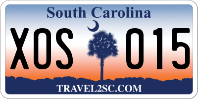 SC license plate XOS015
