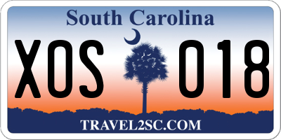 SC license plate XOS018