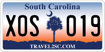 SC license plate XOS019