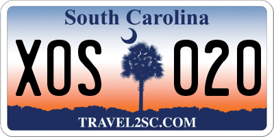 SC license plate XOS020