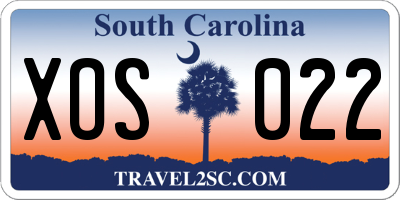 SC license plate XOS022