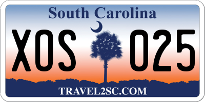 SC license plate XOS025