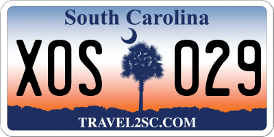 SC license plate XOS029