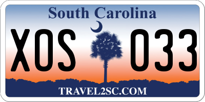 SC license plate XOS033