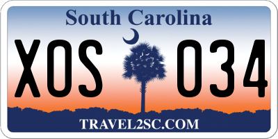 SC license plate XOS034