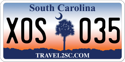SC license plate XOS035