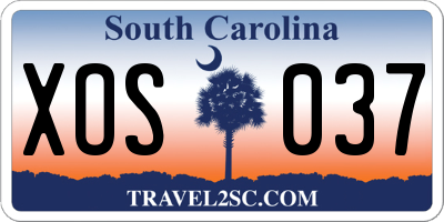 SC license plate XOS037