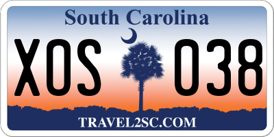 SC license plate XOS038