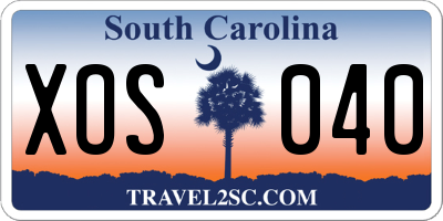 SC license plate XOS040