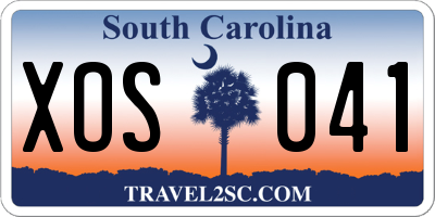 SC license plate XOS041
