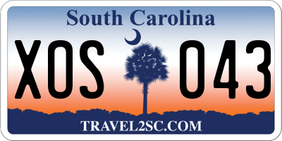 SC license plate XOS043