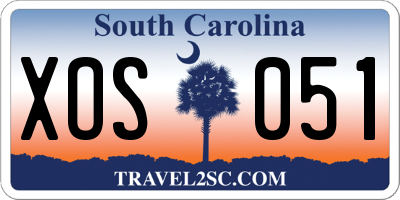 SC license plate XOS051