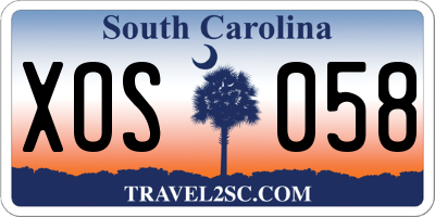 SC license plate XOS058