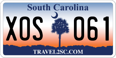 SC license plate XOS061