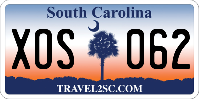 SC license plate XOS062